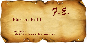 Fórizs Emil névjegykártya
