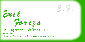 emil forizs business card